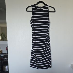 SHEIN Black and White Striped Midi Dress